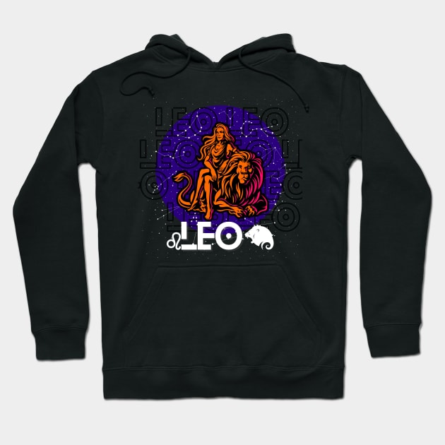 LEO August Zodiac - Astrology Birthday Gift for Women, Horoscope, sun/moon sign, star sign, tarot, Chinese zodiac, celestial, galaxy lovers. Hoodie by The Gypsy Nari
